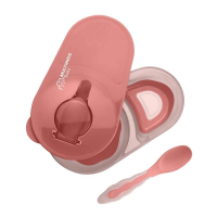 Prato Fundo Com Divisória E Colher Funny Meal Rosa na Shopee