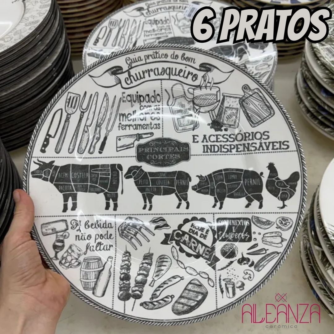 Prato Raso Churrasco Alleanza 6 un na Amazon