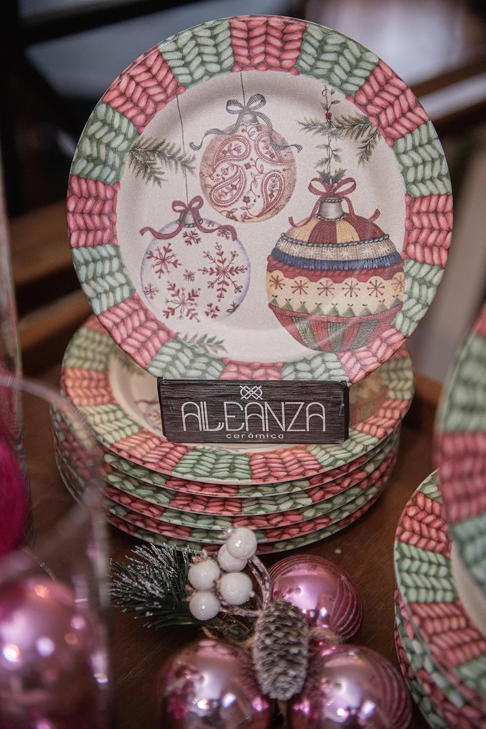 Prato Sobremesa Acetinado Gifts Natal Alleanza 6 un na Amazon