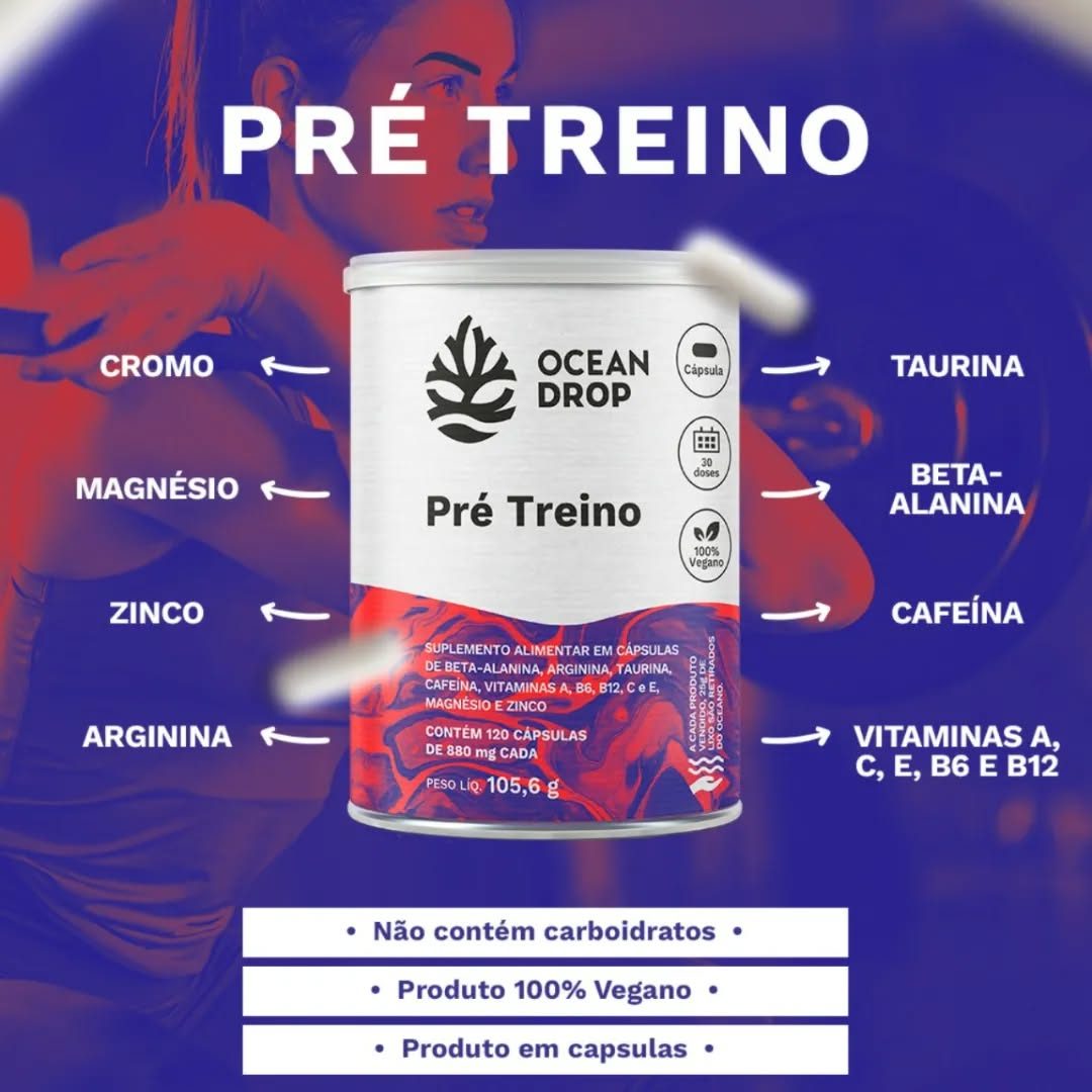 Pré Treino 120 Caps – Ocean Drop na Amazon