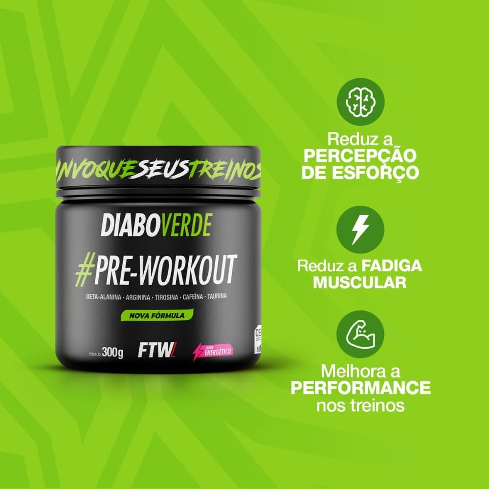 Pré Treino Diabo Verde Insano sabor Energético 300g na Amazon