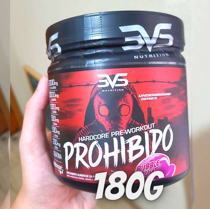 Pré Treino Prohibido Hardcore Pre-Workout, 3VS Nutrition – Suplemento energético – 2 gr de Beta Alanina – Para homens e mulheres – Estimulante para treino – Energia e foco – Explosão de força em seus músculos! na Amazon