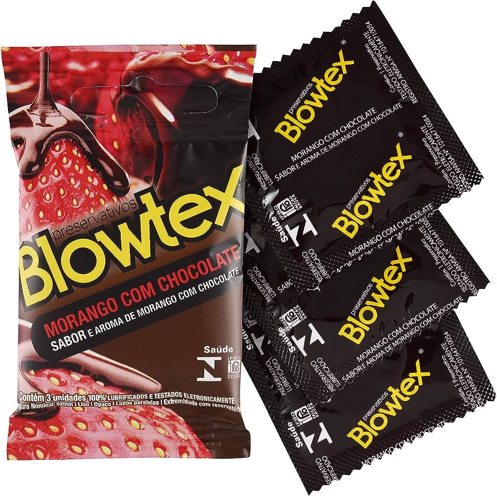 Preservativo Morango com Chocolate com 3 Unidades, Blowtex, Branco na Amazon
