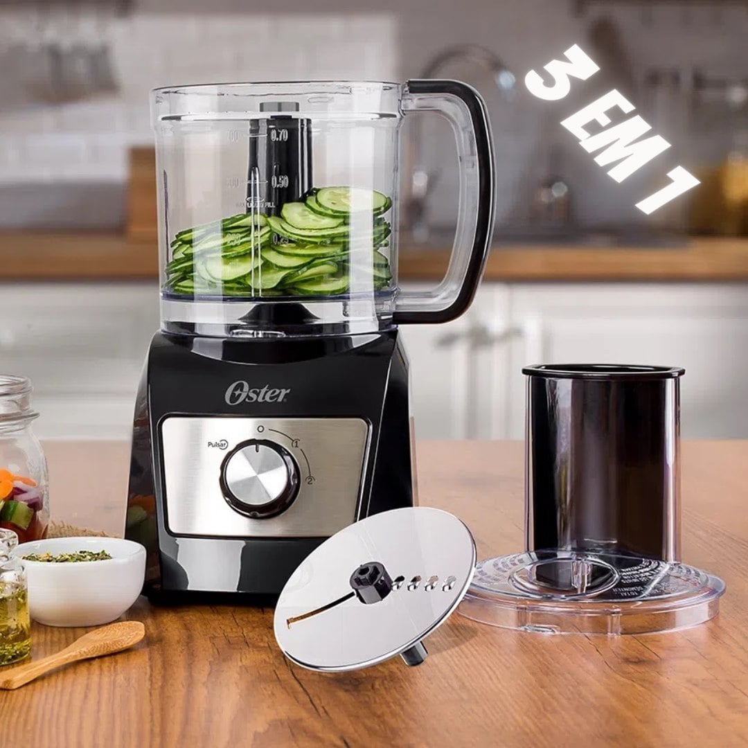 Processador Oster Compacto 3 em 1, Preto, 300W, OMPR670 na Amazon