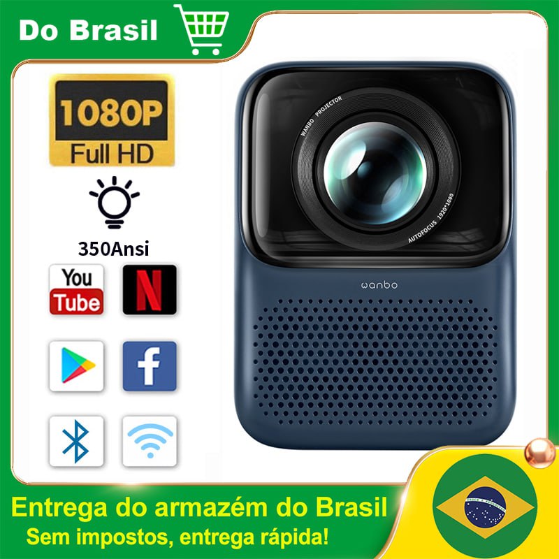 Projetor LED WiFi Xiaomi Wanbo T2 Max – Estoque no Brasil na Aliexpress