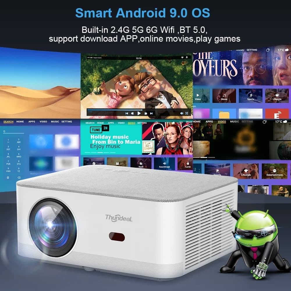 Projetor ThundeaL TD92 Pro, 1080P, Suporte 4K, 6500 Lumens, Android, 5G Wifi na Aliexpress