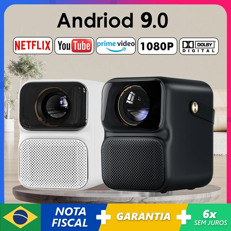 Projetor Wanbo T6 MAX, Suporte 4K, 1920*1080P, Android 9.0, WiFi 5G, 550ANSI Lumens 2+16G , Assistente de Voz na Aliexpress