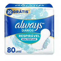 Protetor Diário Always Respirável - 80 Unidades na Amazon