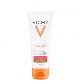 Protetor Solar com Cor Vichy Capital Soleil UV-Glow FPS60 Pele Média a Negra - 40g na Beleza na Web