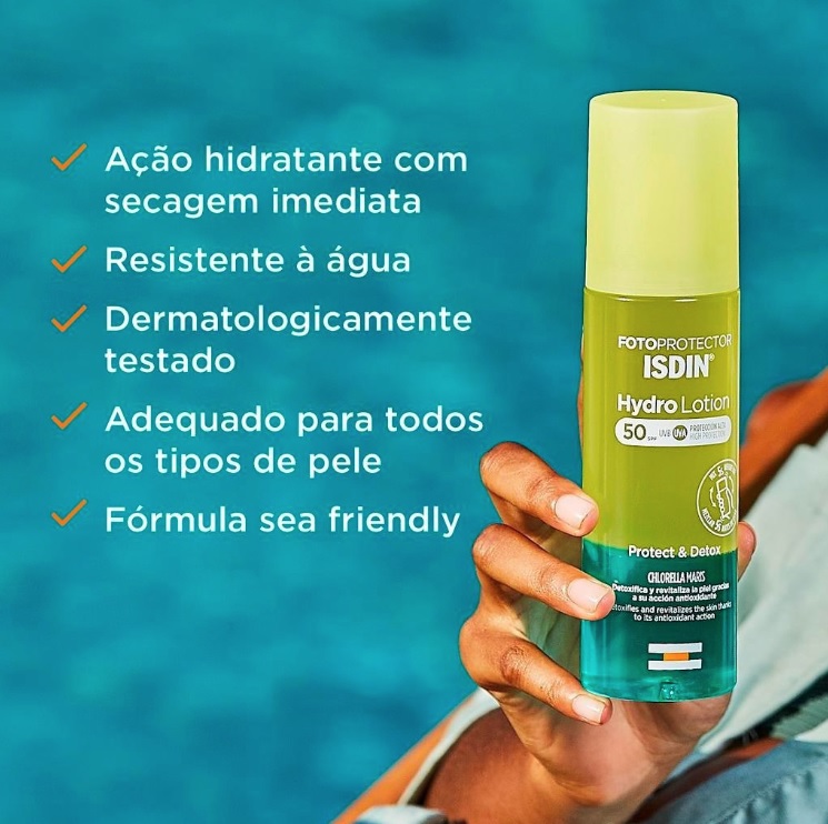 Protetor Solar Corporal Bifásico ISDIN HydroLotion FPS 50+ – 200ml na Amazon