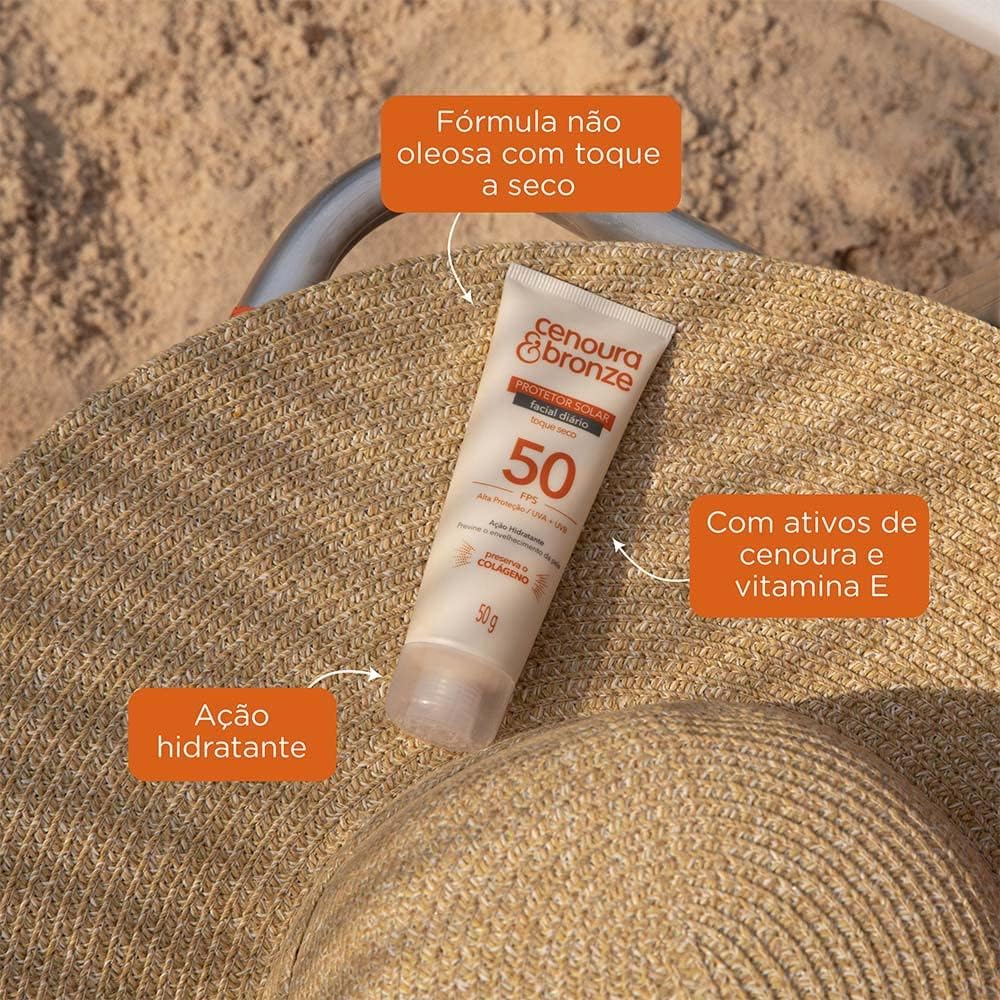 Protetor Solar Facial Cenoura e Bronze Fps50 50G, Cenoura e Bronze na Amazon