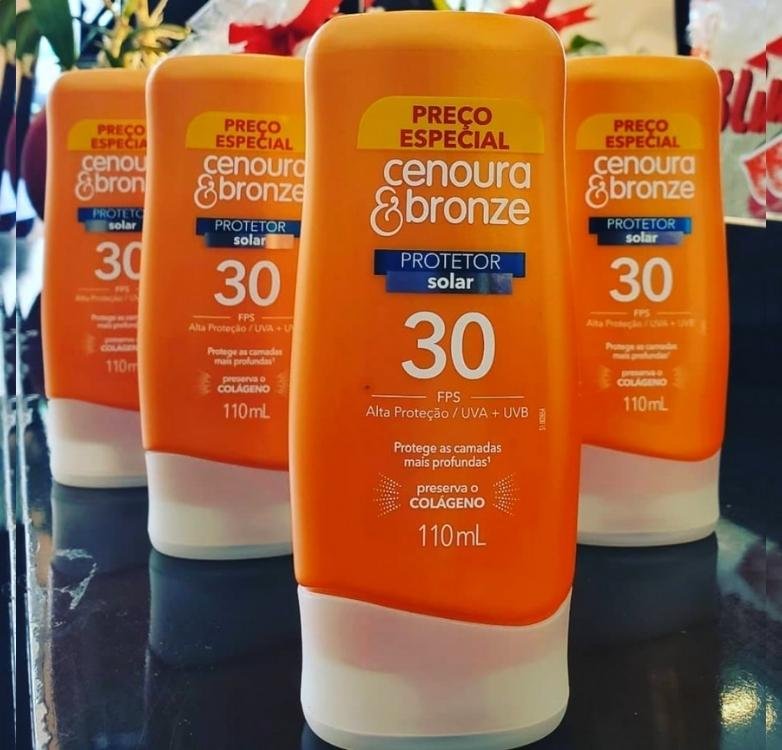 Protetor Solar FPS 30 Cenoura e Bronze 110ml na Amazon