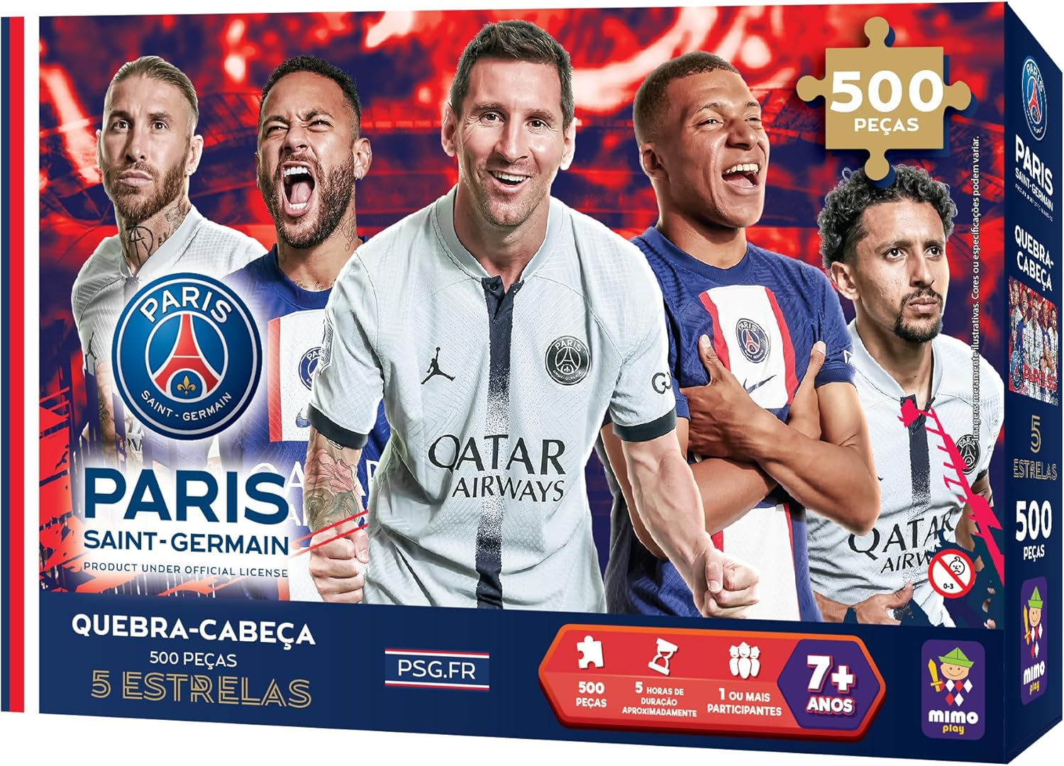 PSG, Quebra cabeça colecionavel 5 Estrelas, 500 peças- Mimo brinquedos na Amazon