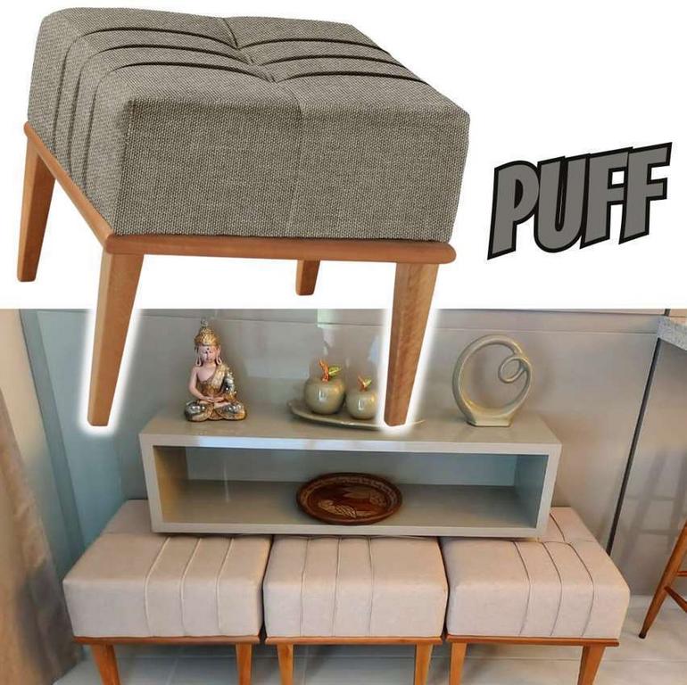 Puff em Linho Quadrado Valentin Agarb Decor na Amazon