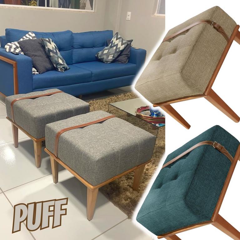 Puff em Linho Quadrado Yarin Agarb Decor Cor:Linho Bege na Amazon