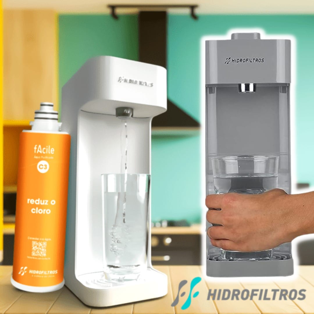Purificador de Água Facile com Refil C3 Elimina Cloro, Odores e Sabores Cor Cinza Hidrofiltros na Amazon
