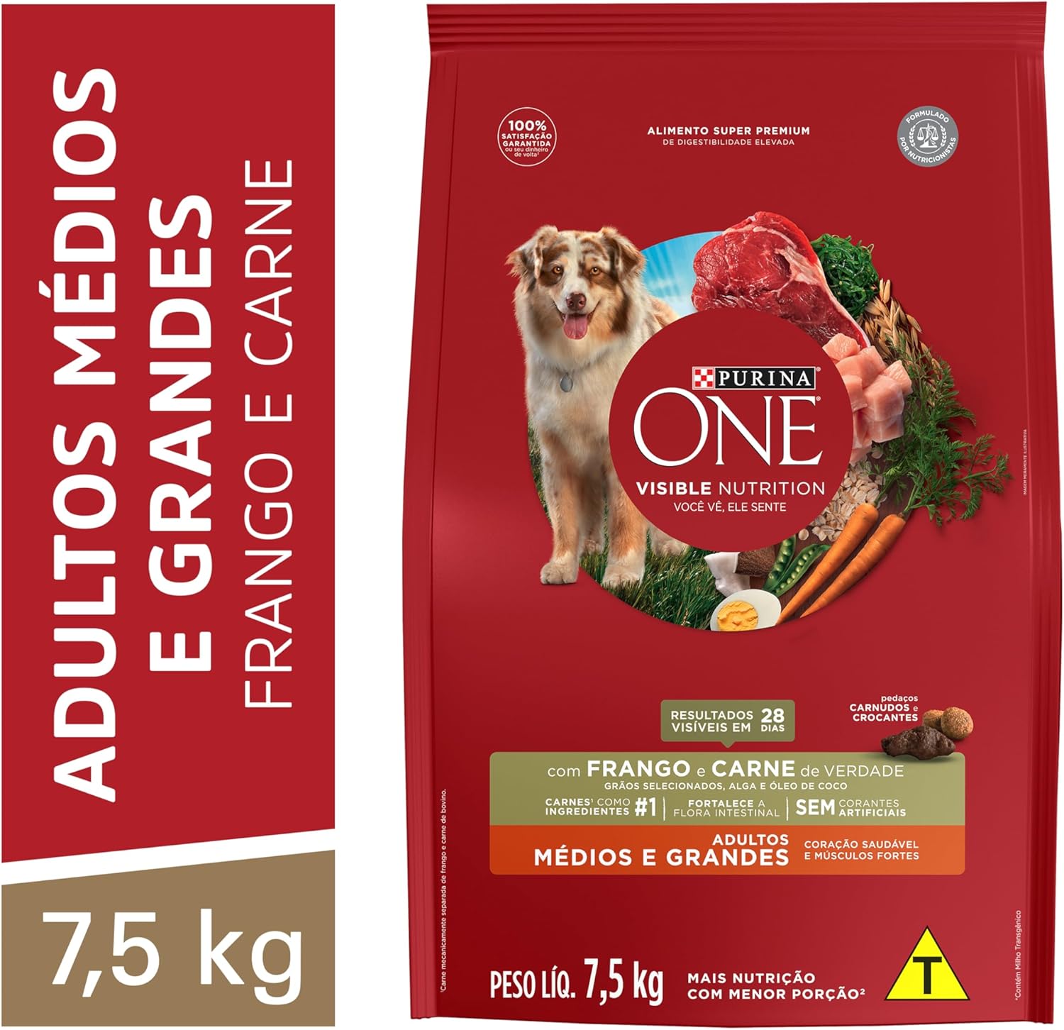 Purina ONE Ração para cães Adultos Medios e Grandes – Frango & Carne 7,5kg na Amazon
