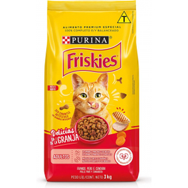 Purina Ração Friskies Delícias da Fazenda para Gatos Adultos Sabor Frango 3kg na Amazon