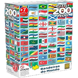 Quebra Cabeça 200 Peças Bandeiras Do Mundo - Grow na Amazon