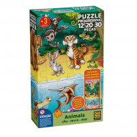 Quebra-Cabeça, Grow, Cartonado, Animais, Céu-Terra-Mar, Progressivo, 12/20/30 Peças, Multicor na Amazon