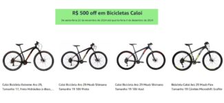 R$ 500 off em Bicicletas Caloi na Amazon