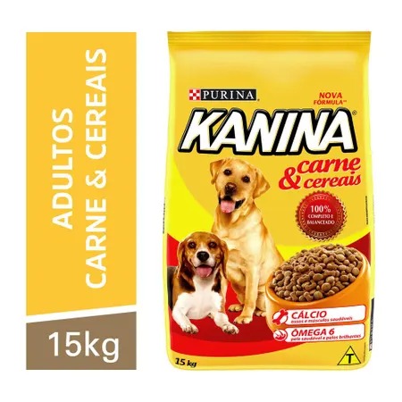 Ração Kanina para Cães Adultos Sabor Carne e Cereais – 15kg Purina para Todas Todos os tamanhos de raça Todas as fases – Sabor Carne na Amazon