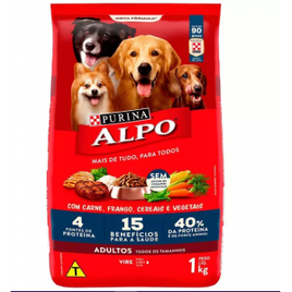 Ração para Cães Purina Alpo Adultos Carne Frango Cereais e Vegetais 1kg na Casas Bahia