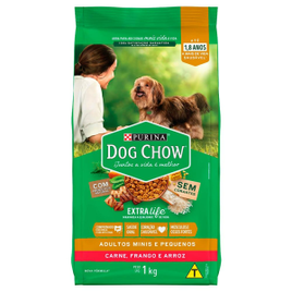 Ração para Cães Purina Dog Chow Adultos Minis e Pequenos Carne Frango e Arroz 1kg na Casas Bahia