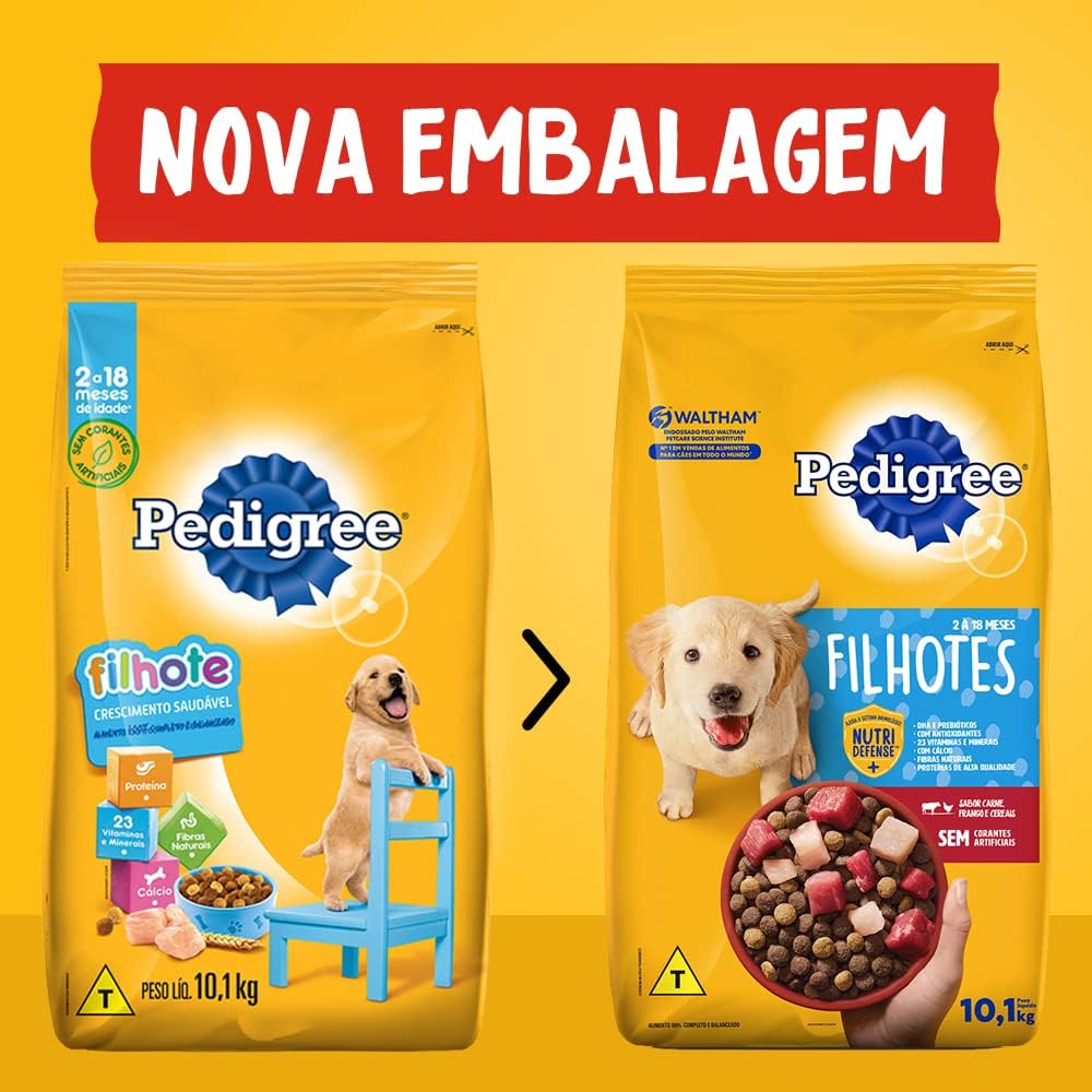 Ração Pedigree Carne Frango e Cereais Cães Filhotes 18 kg na Amazon