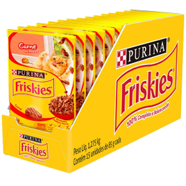 Ração Úmida para Gatos Adultos Purina Friskies Carne ao Molho 85g - 15 Unidades na Extra