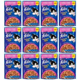 Ração Úmida para Gatos Purina Felix Fantastic Mix Adultos Salmão e Carne 85g - 12 Unidades na Casas Bahia
