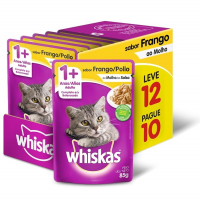 Ração Úmida Whiskas Sachê Frango Ao Molho Para Gatos Adultos - Leve 12 Pague 10 na Amazon