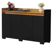 Rack Aparador Buffet Cantinho Café Retrô 4 Portas Ryzen – Quality Móveis (Preto/Nature) na Amazon