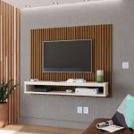 Rack Painel Para Tvs de Até 50 Polegadas Suspenso com Prateleira Cissa (Ripado Freijo/Off White) na Amazon