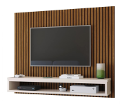 Rack Painel Para Tvs de Até 50 Polegadas Suspenso com Prateleira Cissa (Ripado Freijo/Off White) na Amazon