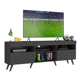 Rack TV 65" Retrô e 2 Portas Espanha Multimóveis MP3327 Preto na Camisaria Colombo
