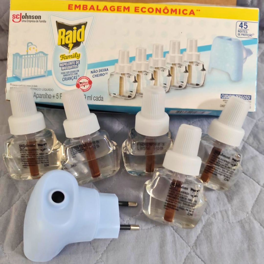 Raid Repelente Eletrico Líquido Family, 45 Noites, 5 Refis de 32,9ml na Amazon
