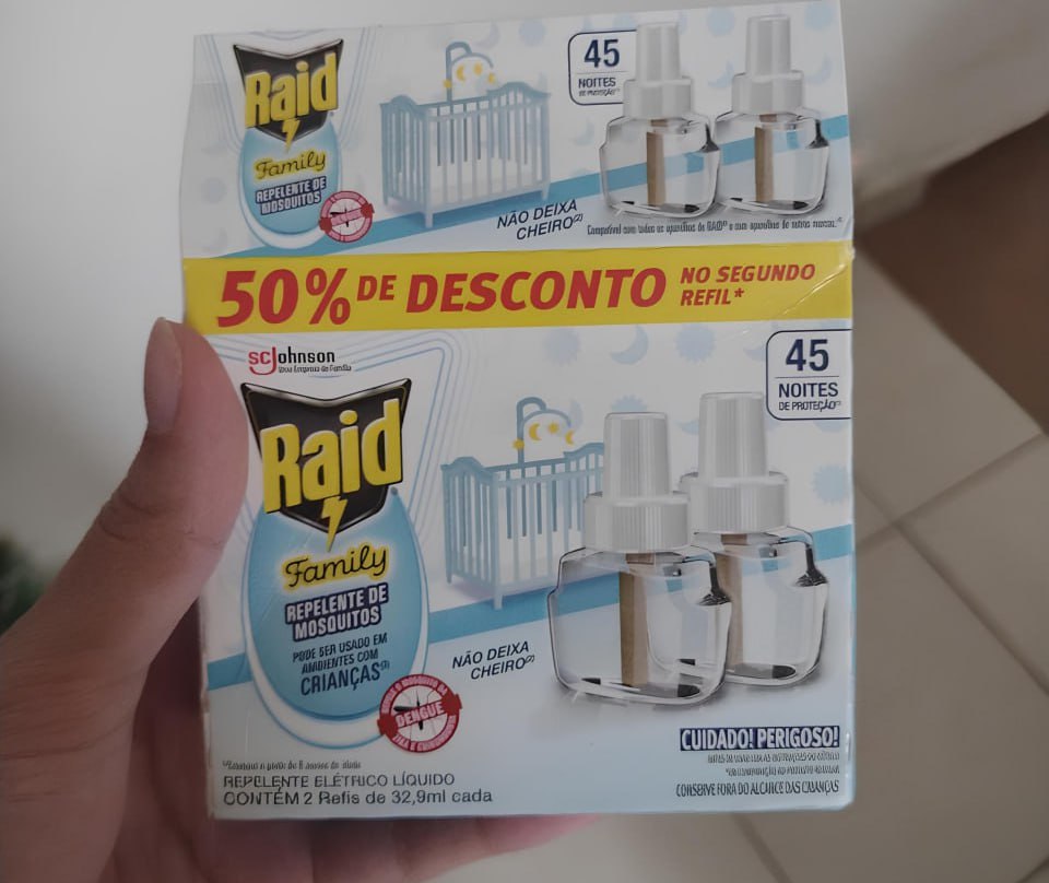 Raid Repelente Eletrico Líquido Family Refil, Até 45 Noites de Proteção, 2 unidades de 32,9ml na Amazon