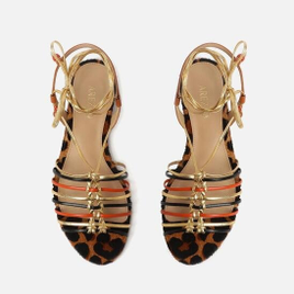 Rasteira de Amarrar Animal Print Arezzo Multineutra Animal Fun na ZZ Mall
