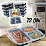 Recipientes Bento para refeições Enther com tampas, capacidade de 1 kg, pacote com 12 unidades, preto na Amazon
