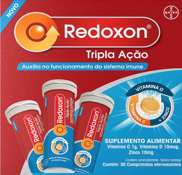 Redoxon Tripla Ação Vitamina C, D e Zinco, Efervescente, Redoxon, 10 Comprimidos Efervescentes na Amazon