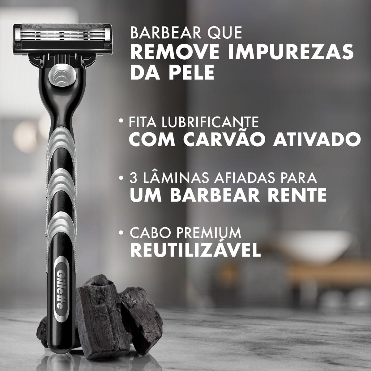 Refils Para Barbear Gillette Mach3 Carbono Carga para Aparelho de Barbear com Carvão Ativado 8 Uds na Amazon