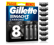 Refils Para Barbear Gillette Mach3 Carbono Carga para Aparelho de Barbear com Carvão Ativado 8 Uds na Amazon