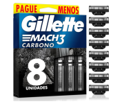 Refils Para Barbear Gillette Mach3 Carbono Carga para Aparelho de Barbear com Carvão Ativado 8un na Amazon