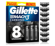 Refils Para Barbear Gillette Mach3 Carbono Carga para Aparelho de Barbear com Carvão Ativado 8un na Amazon