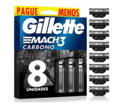 Refils Para Barbear Gillette Mach3 Carbono com Carvão Ativado 8 un na Amazon