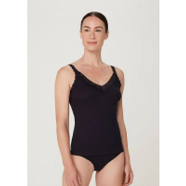 Regata Básica Feminina em Ribana Com Renda na Outlet Espaço Hering