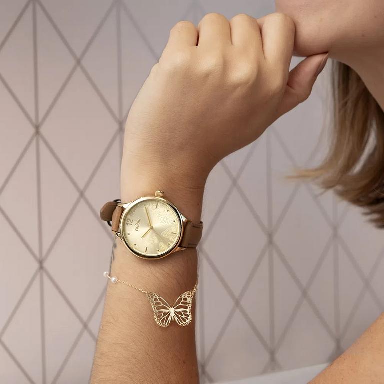 Relógio Feminino Analógico Condor CO2036MVO/K3D Marrom Kit com Pulseira e Brincos na Casas Bahia