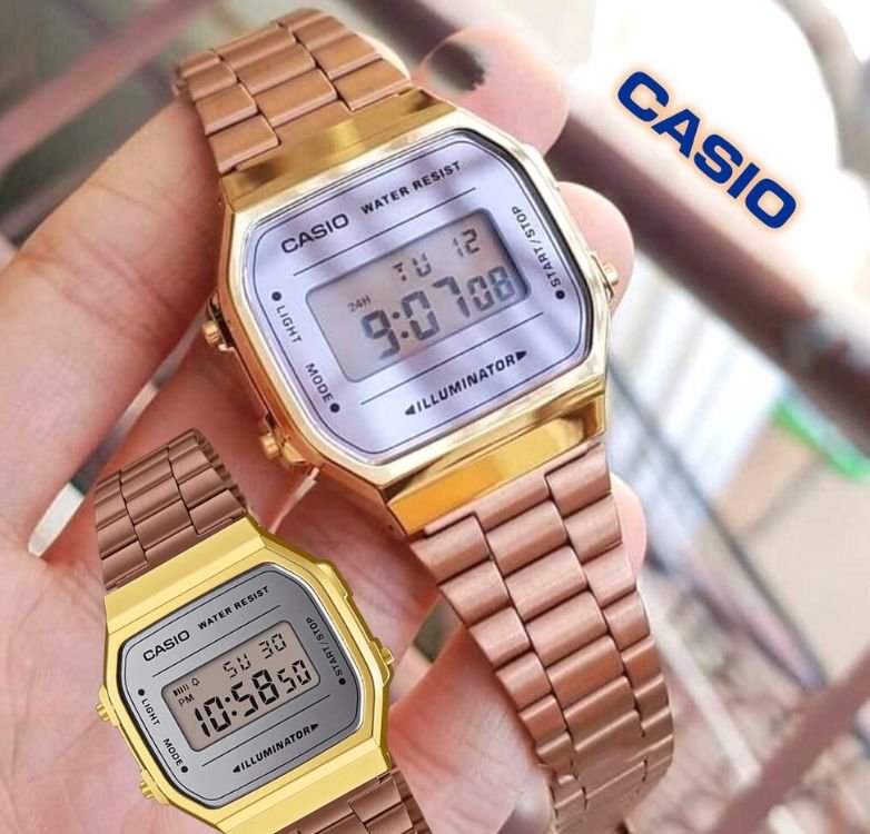 Relógio Feminino Digital Casio Vintage A168WECM-5D – Rosê na Extra