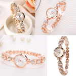 Relógio Feminino Dourado Quartz Pulseira Com Pedras E Strass na Amazon